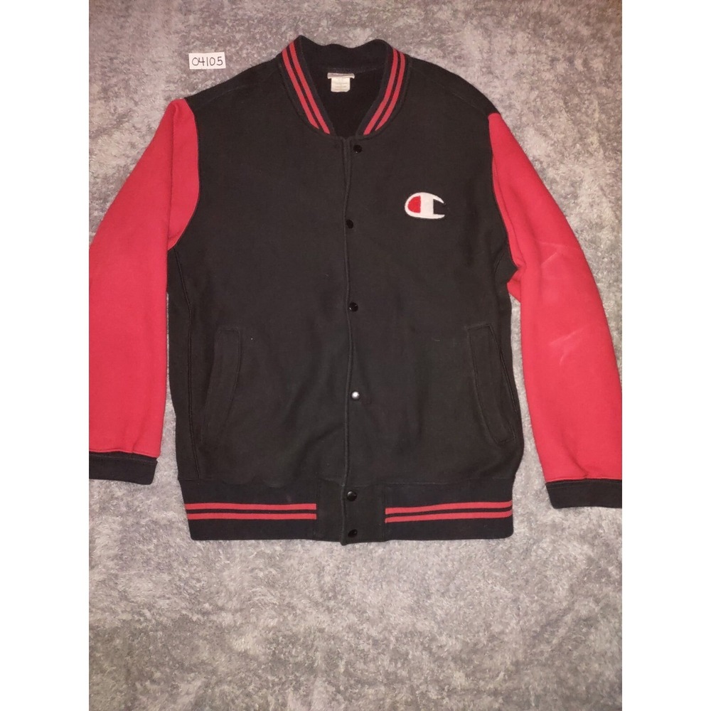 Champion Reverse Weave Varsity Jacket Snap Front Red Black 2XLT Sporty Athletic